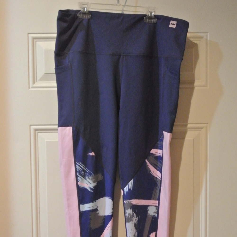 WOMENS XXL PINK AND BLUE LADY BOSS SWAG LEGGINGS